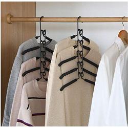 2pcs 5 in 1 Multi-Layer Clothes Hangers Space-Saving Multiple Non-Slip Hanger for Wardrobe