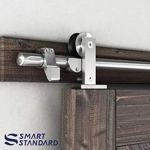 SMARTSTANDARD 6ft Top Mount Sliding Barn Door Hardware Kit - Stainless Steel Heavy Duty Sturdy Barn Door Track - Super Smoothly and Quietly - Fit 36" Wide Door Panel (T Shape Hanger)