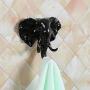 Kanhan Elephant Head Wall Door Clothing Hook Display Storage Racks Self Adhesive Hanger Bag Keys Sticky Holder (Black)