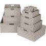 Sorbus Boxes Bin Container Tote Cube Set Stackable Storage Basket Woven Strap Shelf Organizer Built-in Carry Handles (Beige),