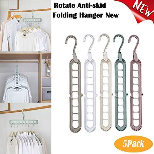 doublesmt Rotate Anti-Skid Folding Hangers Magic Space Saving Hangers Clothes Hangers Organizers 9 Hole 360° Rotating Cascading 5 Pack Multi Magic Hook for Drying and Storage (Multi) doublesmt Rotate Anti-Skid Folding Hangers Magic Space Saving Hangers Clothes Hangers Organizers 9 Hole 360° Rotating Cascading 5 Pack Multi Magic Hook for Drying and Storage (Multi)