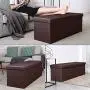 Homfa 43 Inches Collapsible Storage Ottoman Bench, Large Capacity 120L Folding Storage Chest Toy Boxes Padded Footrest Stool Seat for Bedroom, Living Room, Hallway, Brown Homfa 43 Inches Collapsible Storage Ottoman Bench, Large Capacity 120L Folding Storage Chest Toy Boxes Padded Footrest Stool Seat for Bedroom, Living Room, Hallway, Brown