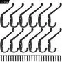 12 Pack Wall Coat Hooks Rustic Dual Hooks Heavy Duty Key Hooks for Wall Towel Hook Hanger with Screw Mounted Hooks (Black) 12 Pack Wall Coat Hooks Rustic Dual Hooks Heavy Duty Key Hooks for Wall Towel Hook Hanger with Screw Mounted Hooks (Black)
