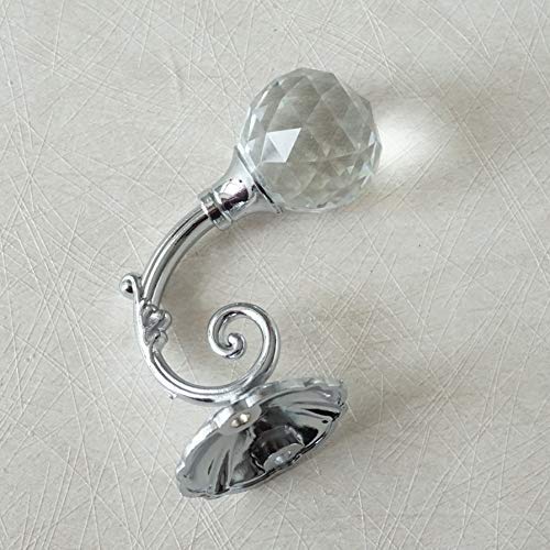 LBFEEL Clear Glass Hooks Crystal Wall Hooks Gold Silver Coat Hat Hangers Hooks Antique Bronze Copper Clothes Hooks (Silver)