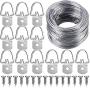 Paxcoo Picture Hanging Kit Including 50 Pcs D-Ring Picture Hangers with Screws and 100 Feet Picture Hanging Wire, Supports up to 30 lbs