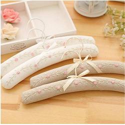 White Khaki Cotton Fabric Padded Clothes Hanger for Kids Children, Cute Pretty Flower Coat Hanger for Girl 10 Pcs Random Color