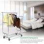 TomCare Garment Rack Double Clothes Racks Adjustable Clothing Rack Extensible Clothes Hanging Rack Commercial Grade Garment Rolling Racks for Hanging Heavy Duty Stainless Steel Garment Rack on Wheels