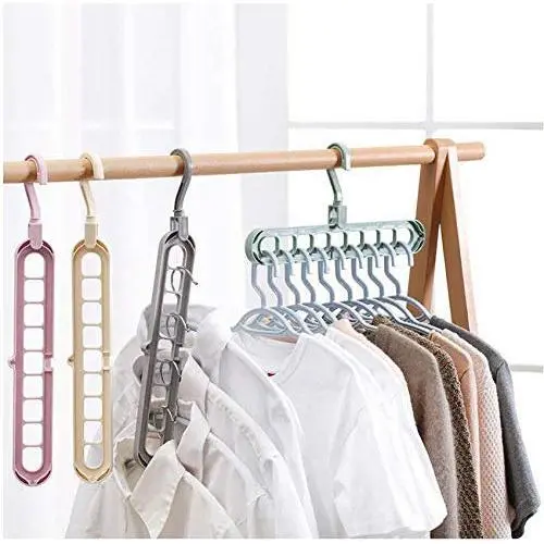 10pcs Random Color Multi-Function Nine-Hole Rotating Hanger Space Saving Folding Magic Clothes Hanger Wardrobe Drying Home Bedroom Storage Holder 10pcs Random Color Multi-Function Nine-Hole Rotating Hanger Space Saving Folding Magic Clothes Hanger Wardrobe Drying Home Bedroom Storage Holder