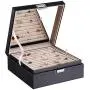BEWISHOME Ring Organizer and Earring Boxes Holder - 11 Ring Slots, 25 Earring Compartments, Large Mirror, 2 Layers - Jewelry Boxes Tray Cufflinks Storage for Girls Women Men, Black Faux Leather SSH21B BEWISHOME Ring Organizer and Earring Boxes Holder - 11 Ring Slots, 25 Earring Compartments, Large Mirror, 2 Layers - Jewelry Boxes Tray Cufflinks Storage for Girls Women Men, Black Faux Leather SSH21B