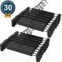 NORTHERN BROTHERS Pants Hangers, 30 Pack Skirt Hangers with Clips Trouser Bulk Plastic Hangers for Pants