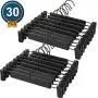 NORTHERN BROTHERS Pants Hangers, 30 Pack Skirt Hangers with Clips Trouser Bulk Plastic Hangers for Pants