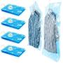 TAILI Hanging Space Saver 4 Pack Vacuum Storage Bags (2 Long 53 x 27.6 & 2 Short 41.3 x 27.6) 5 Cascading Hangers, Garment Protect Closet Organizer Ideal for Clothes, Suits, Dresses, Jackets