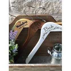 Wedding Dress Hangers - Personalized wedding hangers // Laser engraved wood hangers // Bridesmaid gift // Hangers with name and date