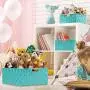 Sorbus Storage Boxes Woven Basket Bin Container Tote Cube Organizer Set Stackable Storage Basket Woven Strap Shelf Organizer Built-in Carry Handles (7 Piece - Aqua)