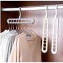 10pcs Random Color 9 Holes Space Saver Plastic Magic Hanger Clothes Rack Clothing Hook Closet Organizer Creative Folding Wardrobe Storage Hangers