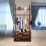 Cxjff Free Standing Coat Rack Clothes Hat Stand Hanger 3 Layers Shoes Shelf Solid Wood 11 Hooks, 80 29.5 165CM (Color : Brown)