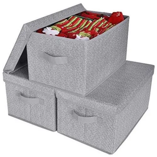 GRANNY SAYS Storage Bins with Lids and Handles, Rectangle Storage Basket, Gray, Large, 3-Pack GRANNY SAYS Storage Bins with Lids and Handles, Rectangle Storage Basket, Gray, Large, 3-Pack