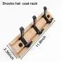 Gorgeous Gorgeous Bamboo Wall Mounted Coat Rack Movable 3 Coat Hooks for Bags Clothes Umbrella in Hallway Bathroom Living Room Bedroom