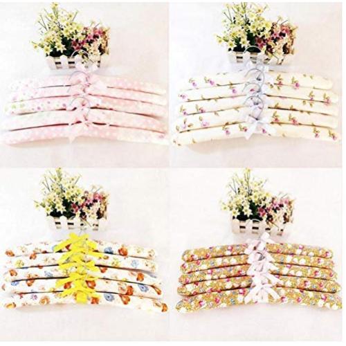 5pcs Random Color Colorful Blossom Sponge Padded Clothes Hanger Clothes Suit Dress Hangers Rack Skid Resistance Cotton Satin Coat Hangers