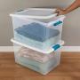 STERILITE 14978006 64 quart/61 L Latching Boxes with Clear Base, White Lid and Colored Latches