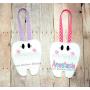 Tooth fairy pouch hanging hanger teeth name personalized personalization monogram monogrammed embroidered embroidery felt ribbon vinyl bag tote pillow pink purple red door doorknob child boy girl kid