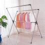 BAOYOUNI Double Poles Folding Clothes Drying Rack Stainless Steel Expandable Rods Space Saving Retractable Heavy Duty Garment Hanger Rail 37 to 66, Grey