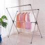 BAOYOUNI Double Poles Folding Clothes Drying Rack Stainless Steel Expandable Rods Space Saving Retractable Heavy Duty Garment Hanger Rail 37 to 66, Grey