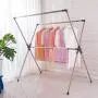 BAOYOUNI Double Poles Folding Clothes Drying Rack Stainless Steel Expandable Rods Space Saving Retractable Heavy Duty Garment Hanger Rail 37 to 66, Grey