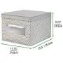 mDesign Soft Fabric Stackable Closet Storage Organizer Holder Boxes with Clear Window, Attached Hinged Lid - Bedroom, Hallway, Entryway, Closet, Bathroom - Chevron Zig-Zag Print, Large - Taupe/Natural