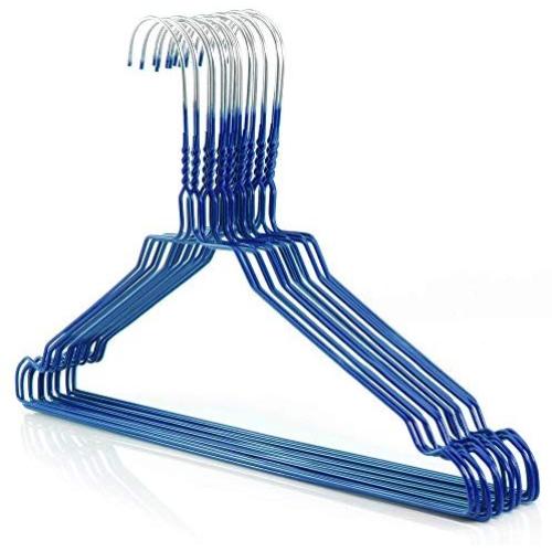 HANGERWORLD 50 Blue Coating 16inch Metal Wire 13 Gauge Pants Bar Coat Clothes Garment Hangers