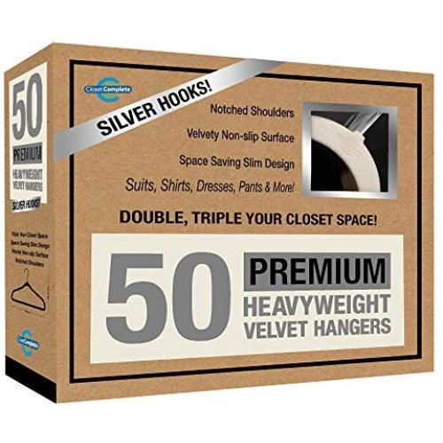 Closet Complete Premium Quality Velvet Hangers, Ivory Set of 50