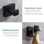 Home Storage Hook, Aomasi SUS304 Stainless Steel Square Robe Towel Hook Utility Clothes Hanger for Bathroom Kitchen Wall Mount, Matte Black