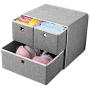 CUUYQ Foldable Storage Bins, Underwear Fabric Storage Boxes Cubes Stackable Fabric Storage Basket Cloth Storage Box,Gray