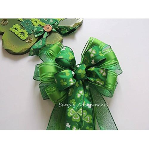 St Patrick Shamrock Wreath Bow St Patrick Party Decoration Happy Saint Patricks Wreath Bow Kelly Lime Shamrock Gift Bow St. Patricks Door Hanger Bow Emerald Lime Irish Shamrock Bow