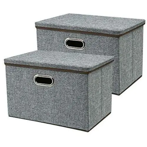 Zonyon Large Storage Box, 17.7’’ Sturdy Collapsible Fabric Storage Bin Container Bakset Home Cube Organizer with Removable Lid for Bedroom,Closet,Shelves,Office,Grey,2 Packs Zonyon Large Storage Box, 17.7’’ Sturdy Collapsible Fabric Storage Bin Container Bakset Home Cube Organizer with Removable Lid for Bedroom,Closet,Shelves,Office,Grey,2 Packs