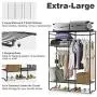 LANGRIA Extra-Large Heavy-Duty Zip Up Closet Shoe Organizer with Detachable Brown Cloth Cover Wardrobe Metal Storage Clothes Rack Armoire with 4 Shelves and 2 Hanging Rods Max Load 463 lbs.