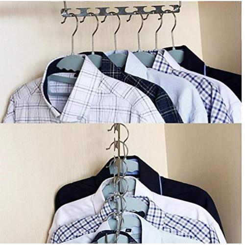 10pc Folding Shirts Coat Clothes Hanger Holders Save Space Non-Slip Clothing Organizer 6 Hole Iron Drying Drying Storage Rack