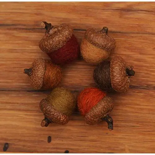 Wool Felted Acorn Ornaments, Set of 6 Fall colors, also available without hangers Wool Felted Acorn Ornaments, Set of 6 Fall colors, also available without hangers