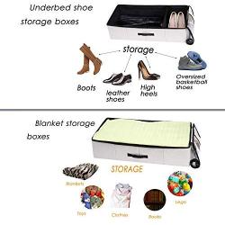 VEAMOR Under Bed Clothes Storage Containers,Shoe Organizer Underbed Bins for Pillow Beddings/Blanket Storage Boxes with Zippers,Breathable and Moistureproof (Linen, XXL)