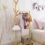 WZP Clothing Display Stand Simple Clothes Rack,Solid Wood Coat Rack Floor Bedroom Multi-Function Hanger,Living Room Storage Storage Rack Waterproof and Moisture Proof/As Shown / 100cm