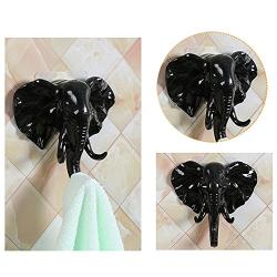 Hot Sale!DEESEE(TM)????????Lovely Elephant Head Self Adhesive Wall Door Hook Hanger Bag Keys Sticky Holder (Black)