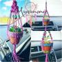 Macrame Mini Plant Hanger. Rear View Mirror Car Charm. Unique Car Accessories. Boho Car Charms.