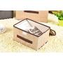 huilong Two-Piece Fashion Spinning Cotton Storage Boxes Folding Storage Boxes Two-Piece Clothing Storage Boxes (Beige White Set of 2)