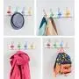 Tibres - Kids Coat Hook Rack for Boys and Girls for Jackets Clothes Hats Backpacks Robes and Towels - Kids Hanger for Use in Nursery Bedroom and Bathroom - Safe Colorful Wire Hooks and White Rail