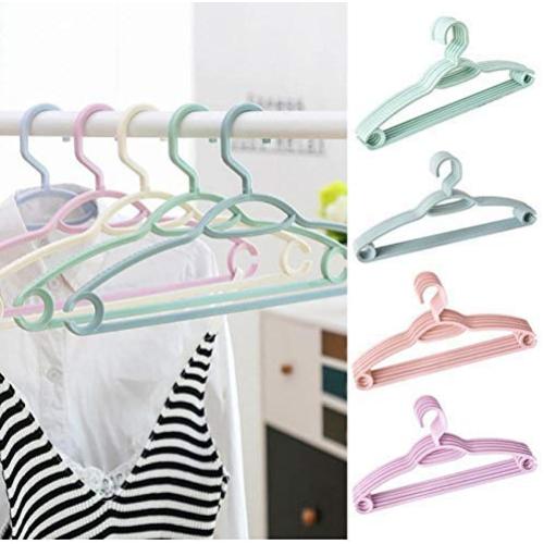 10pcs Multi-Functional Cloth Hanger Solid Plastic Non-Slip Cloth Rack for Home Closet Organizer Shirt Coat Drying Rack Hanger Random Color