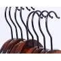 Uheng Solid Wood Suit Closet Clothes Hangers - 10 Pack Non Slip Bar Precisely Cut Notches - 360 Degree Swivel Chrome Hook - Natural Sturdy Durable Wooden Hangers