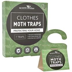 Greener Mindset Clothes Moth Traps 7-Pack with Premium Pheromone Attractant | Most Effective Trap Available | Non-Toxic Safe No Insecticides