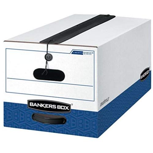 Bankers Boxes LIBERTY PLUS Heavy-Duty Storage Boxes, FastFold, String and Button, Letter, Case of 12 (11111)