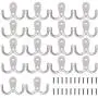18 Pcs Double Prong Robe Hook Retro Cloth Hanger with 40 Pieces Screws, Heavy Duty Wall Mount Coat Hook, Door & Wall Robe Dress Hat Clothes Garment Hangers Towel Rack in Matte Nickel,Silver 18 Pcs Double Prong Robe Hook Retro Cloth Hanger with 40 Pieces Screws, Heavy Duty Wall Mount Coat Hook, Door & Wall Robe Dress Hat Clothes Garment Hangers Towel Rack in Matte Nickel,Silver