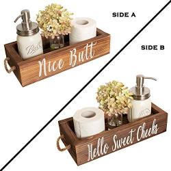 MAINEVENT Nice Butt Bathroom Decor Box, 2 Sides - Funny Gift, Funny Toilet Paper Holder Perfect for Farmhouse Bathroom Decor, Toilet Paper Storage, Rustic Bathroom Decor, or Diaper Organizer (Brown)